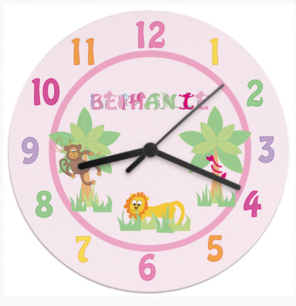 Personalised Pink Animal Alphabet Clock