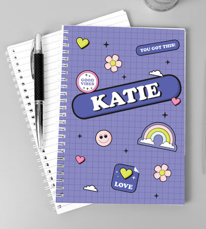 Personalised Good Vibes A5 Notebook