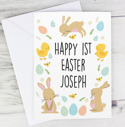Personalised Easter Bunny & Chick Card