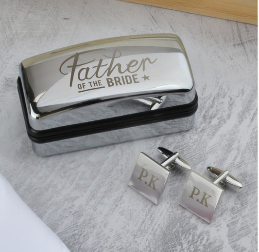 Personalised Father of the Bride Wedding Cufflinks and Box Set