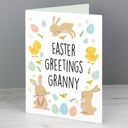 Personalised Easter Bunny & Chick Card