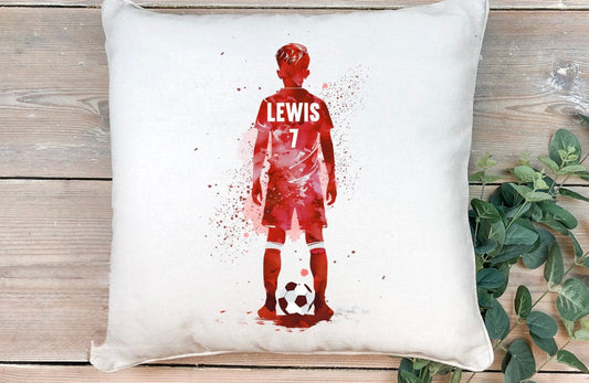 Personalised Football Player Cushion Male and Female Silhouettes