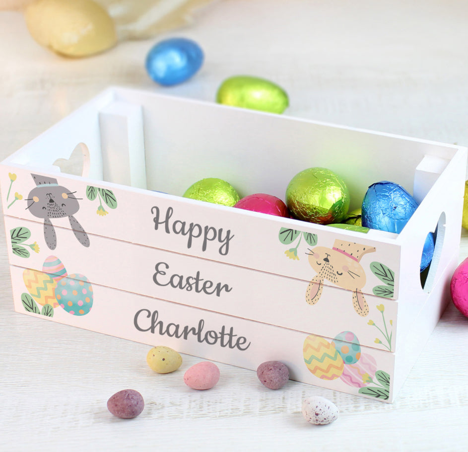 Personalised Easter Egg Hunt Small Wooden Crate