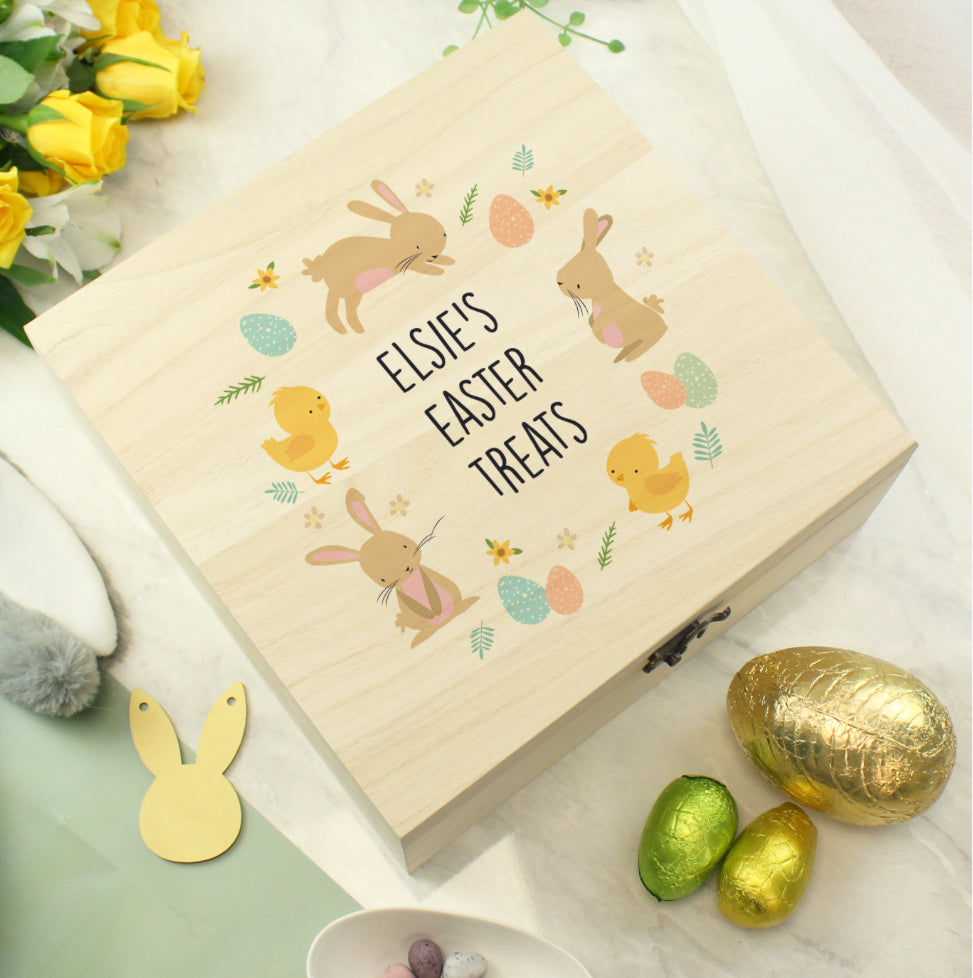 Personalised Easter Bunny Wooden Treat Box