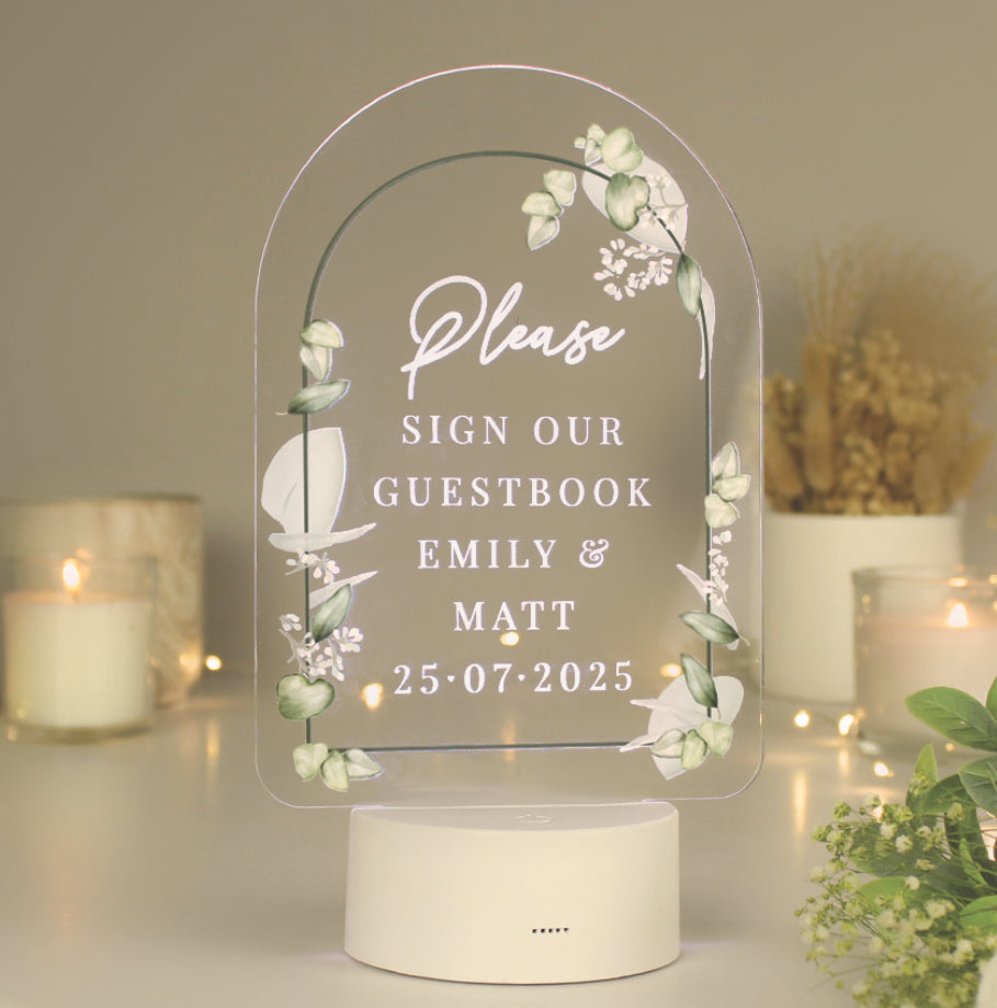 Personalised Botanical LED Colour Changing Wedding Sign