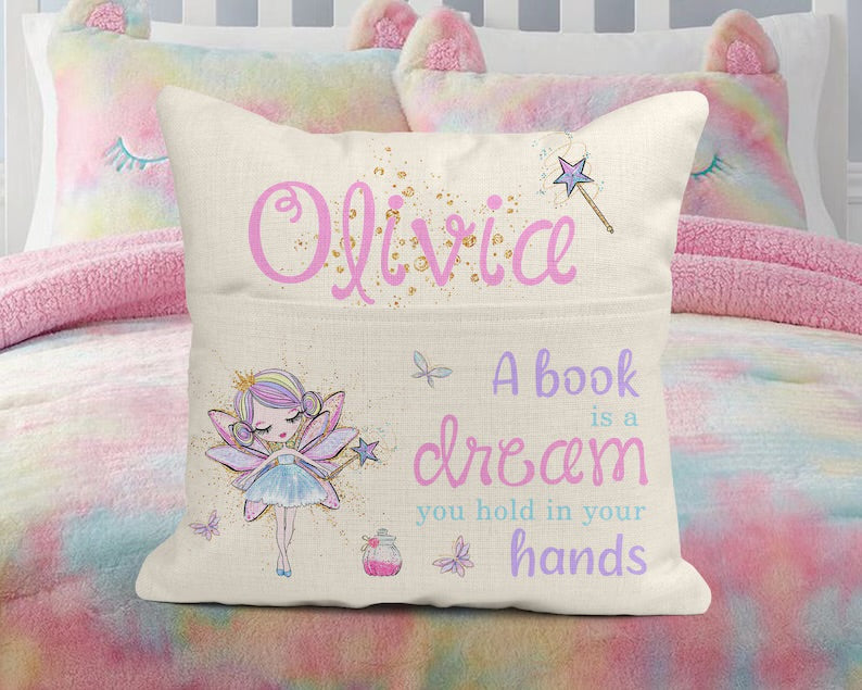 Personalised A Book Is A Dream You Hold In Your Hands Pocket Cushion