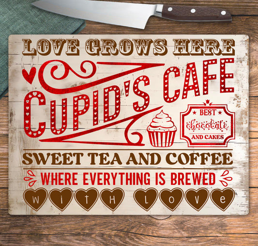 Cupid’s Cafe Glass Chopping Board