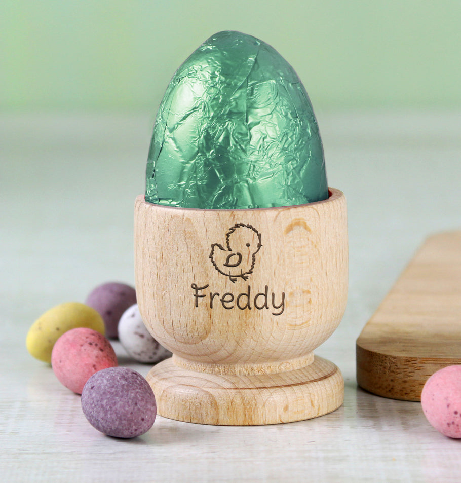 Personalised Chick Wooden Egg Cup