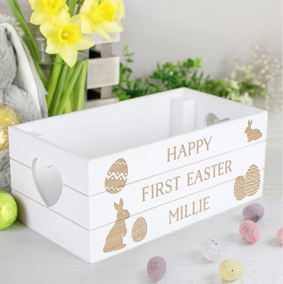 Personalised Easter Bunny Small Wooden Crate