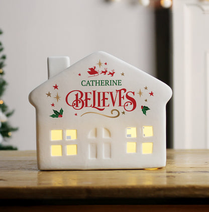 Personalised Believe in Christmas LED House