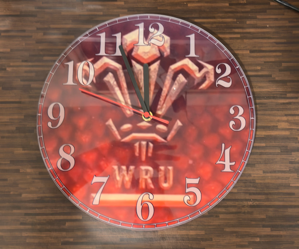 WRU 30cm Glass Clock