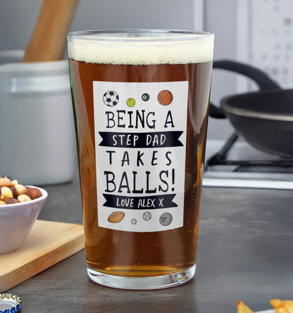 Personalised It Takes Balls Printed Beer Glass
