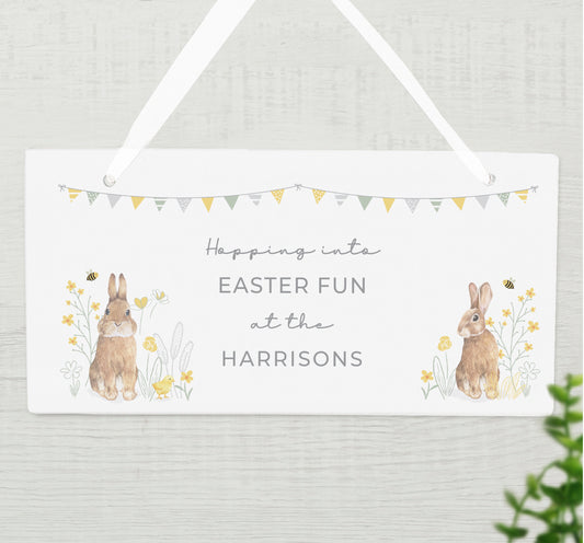 Personalised Spring Bunny Wooden Sign