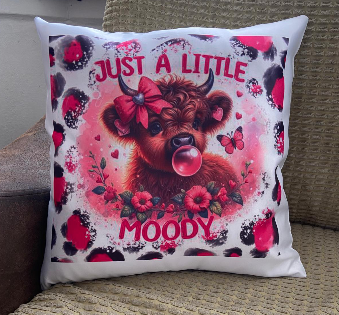Pink Just A Little Moody Cushion