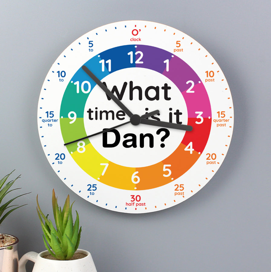 Personalised What Time Is It? Wooden Clock