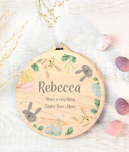 Personalised Easter Bunny Wooden Decoration