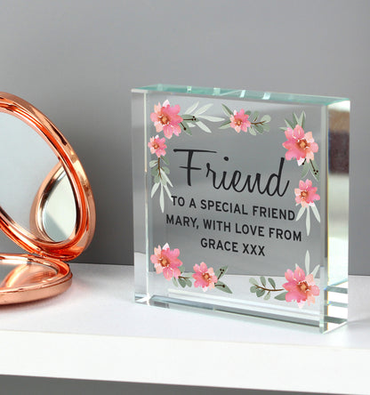 Personalised Floral Sentimental Crystal Token