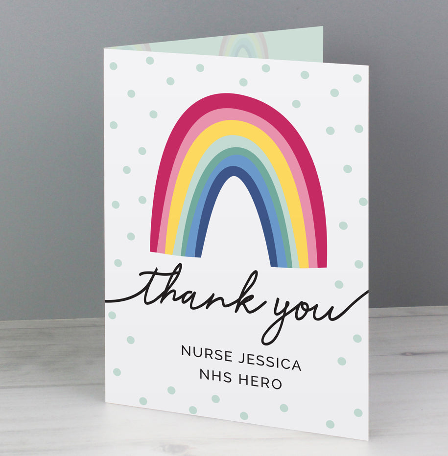 Personalised Rainbow Thank You Card