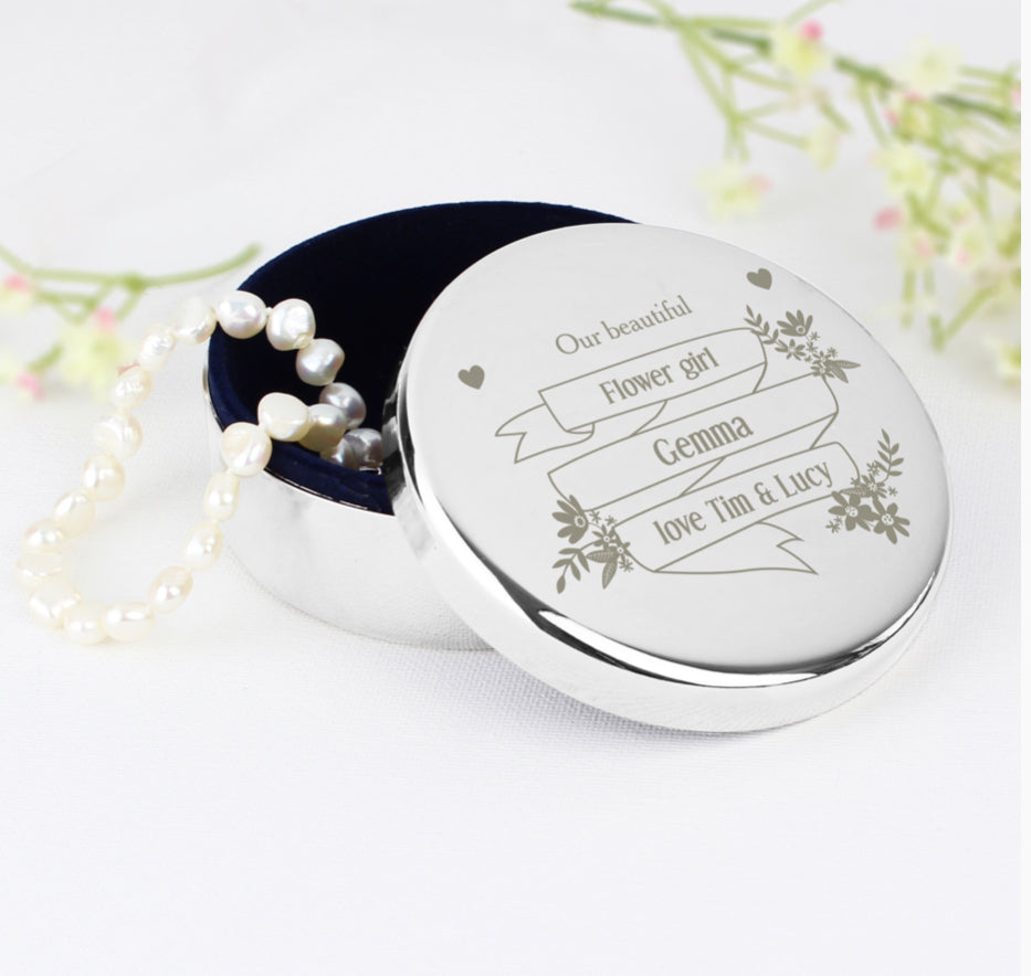 Personalised Garden Bloom Round Trinket Box