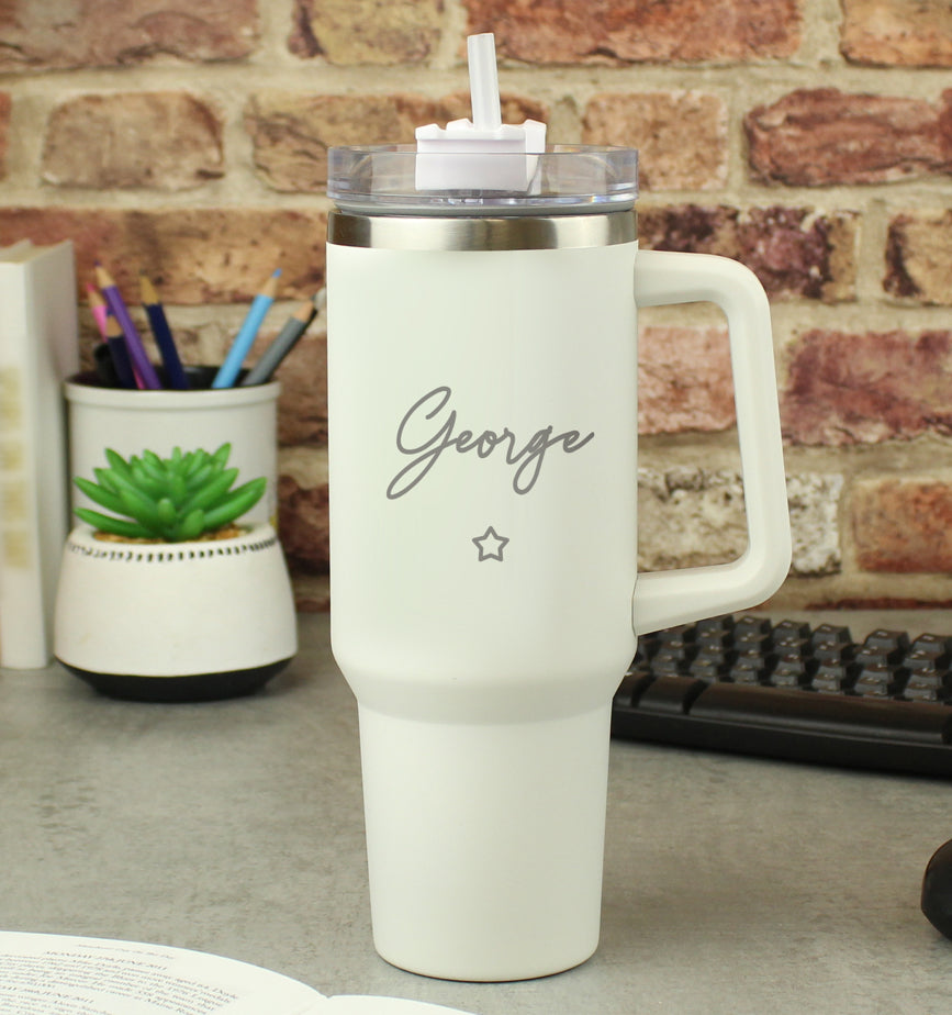 Personalised Star 40oz White Travel Cup