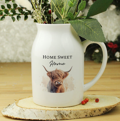 Personalised Highland Cow Flower Jug Vase