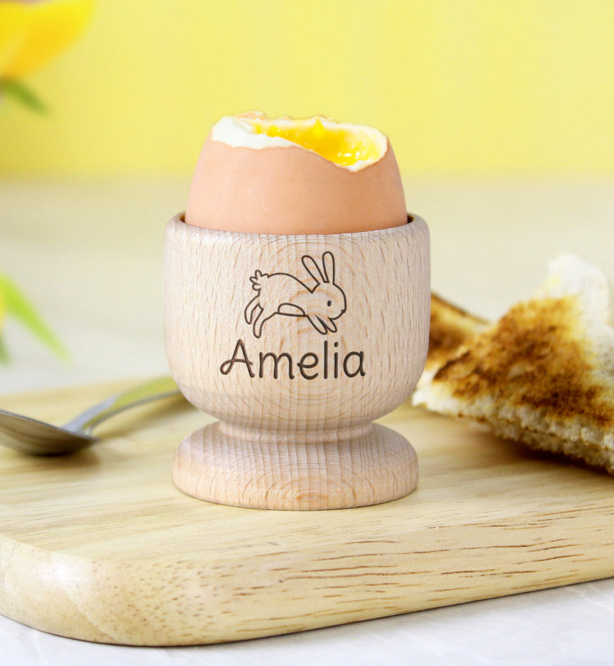 Personalised Bunny Wooden Egg Cup