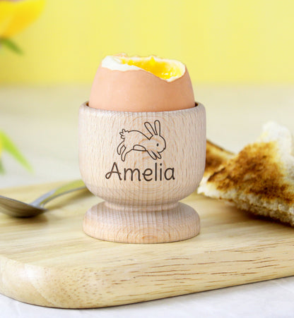 Personalised Bunny Wooden Egg Cup