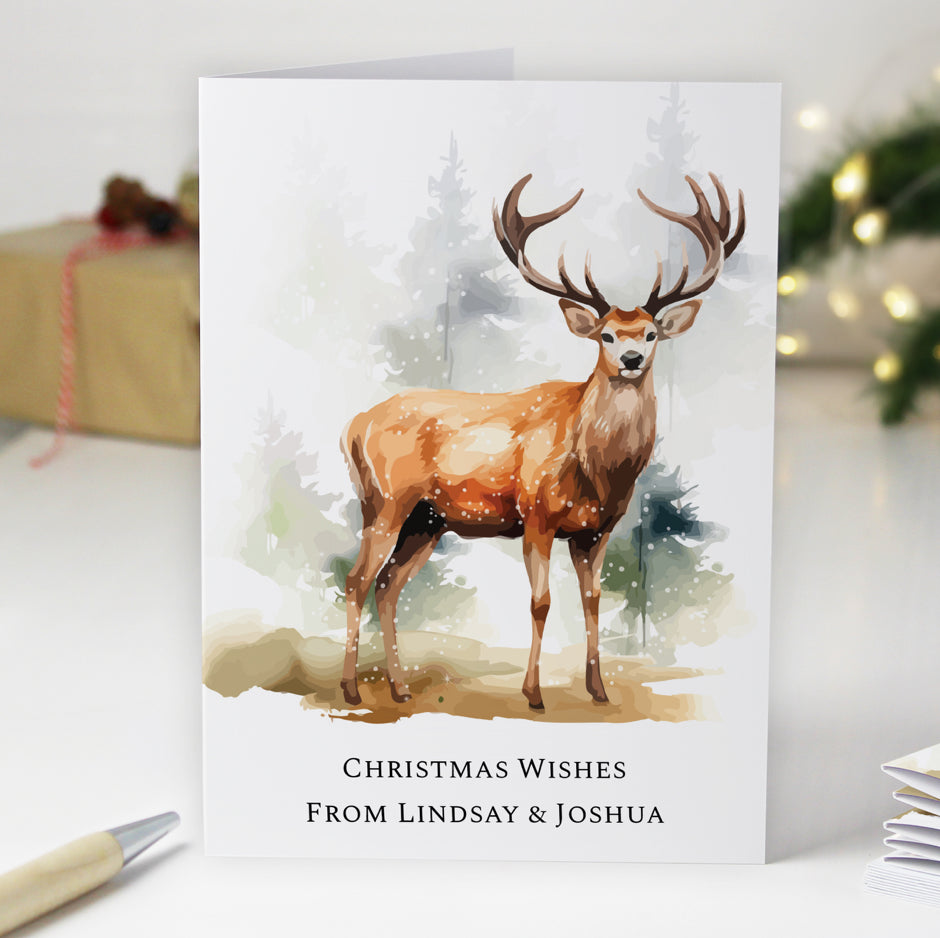 Personalised Pack of 10 Christmas Cards - Stag