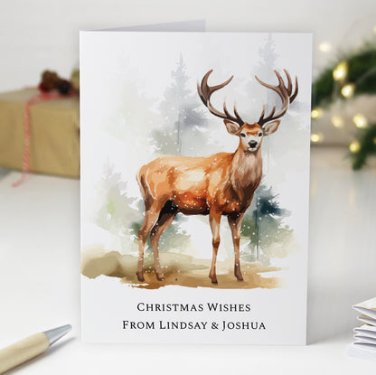 Personalised Pack of 10 Christmas Cards - Stag