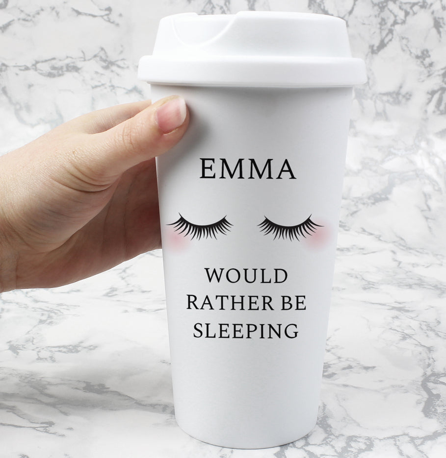 Personalised Eyelashes Insulated Reusable Eco Travel Cup