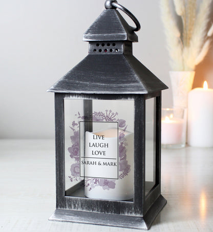 Personalised Soft Watercolour Rustic Black Lantern