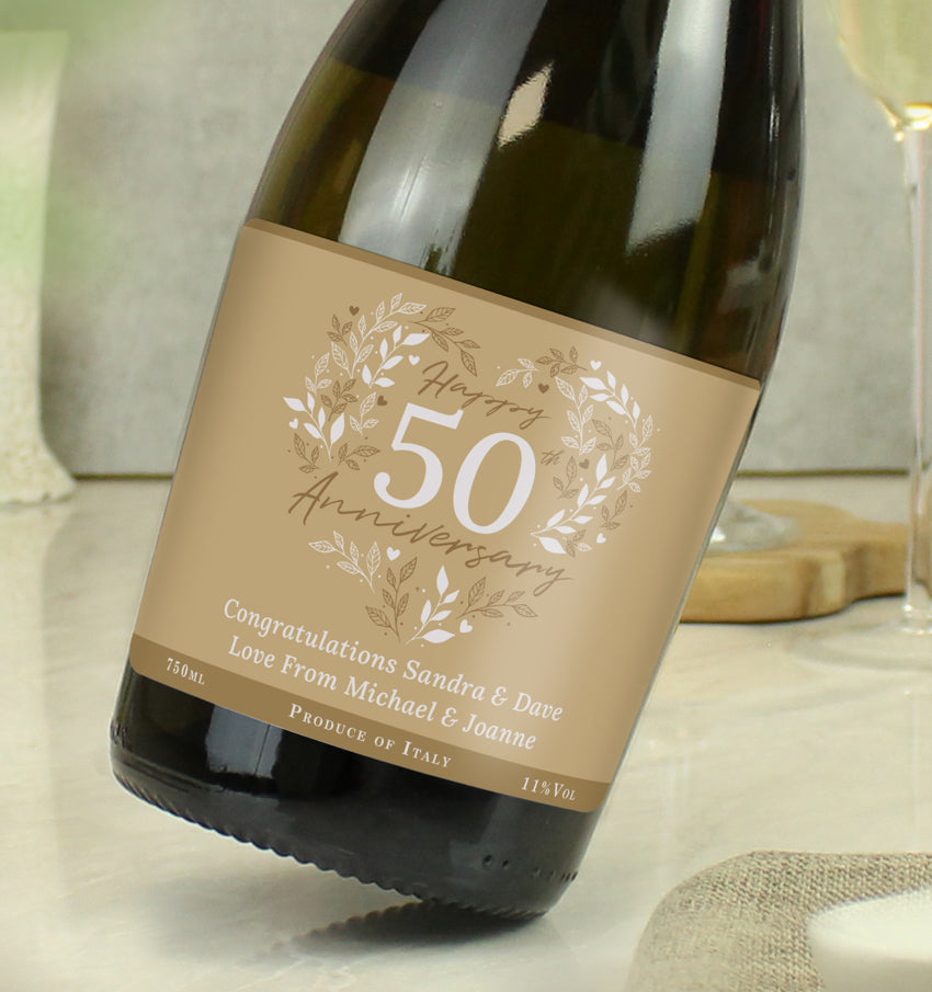 Personalised 50th Golden Wedding Anniversary Prosecco