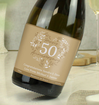 Personalised 50th Golden Wedding Anniversary Prosecco
