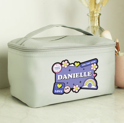 Personalised Good Vibes Grey Toiletry Bag