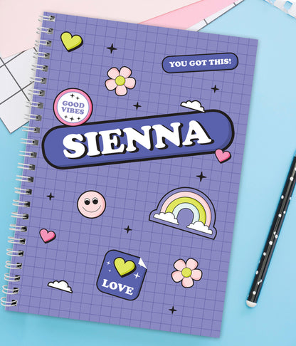 Personalised Good Vibes A5 Notebook