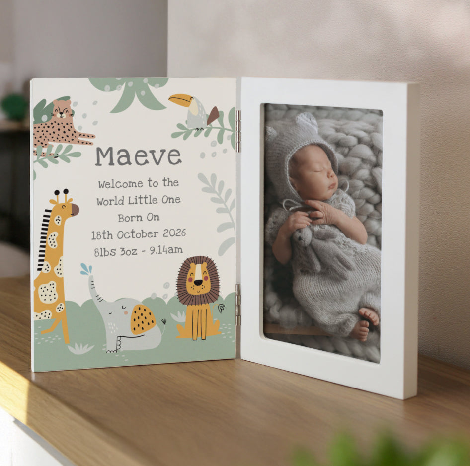 Personalised Animals Wooden Hinged 6x4 Photo Frame
