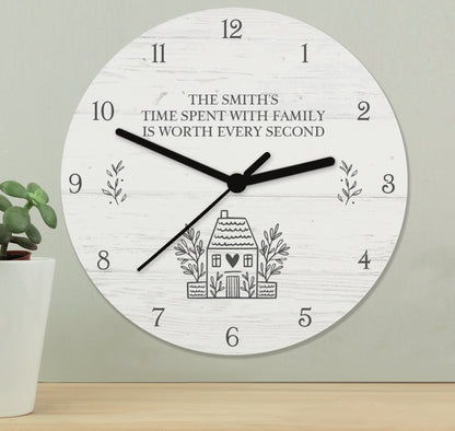 Personalised HOME Shabby Chic Wooden Clock