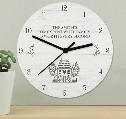 Personalised HOME Shabby Chic Wooden Clock