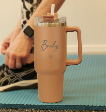 Personalised Heart 40oz Brown Travel Cup