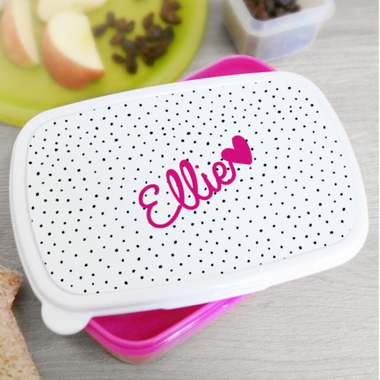 Personalised Pink Heart Name Only Pink Lunch Box