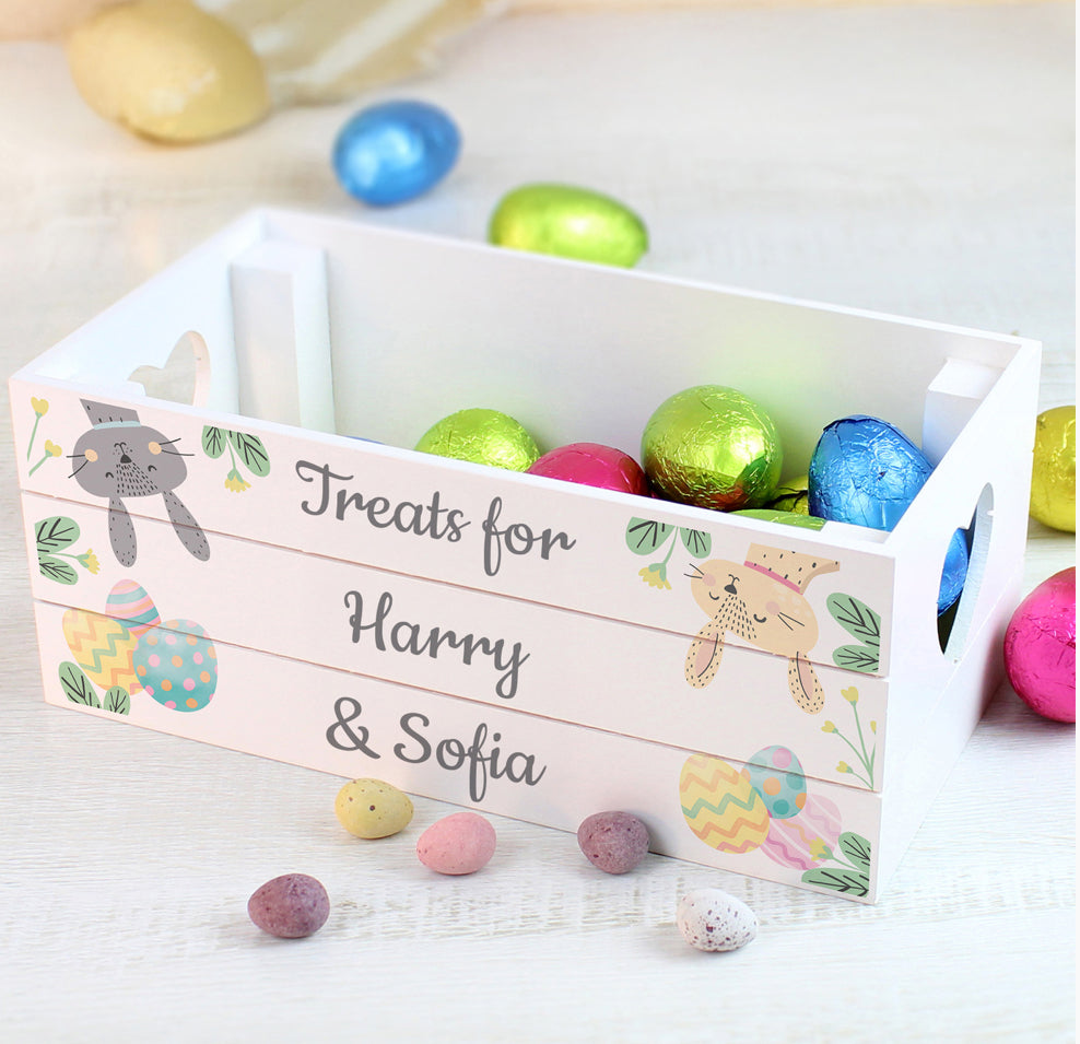 Personalised Easter Egg Hunt Small Wooden Crate