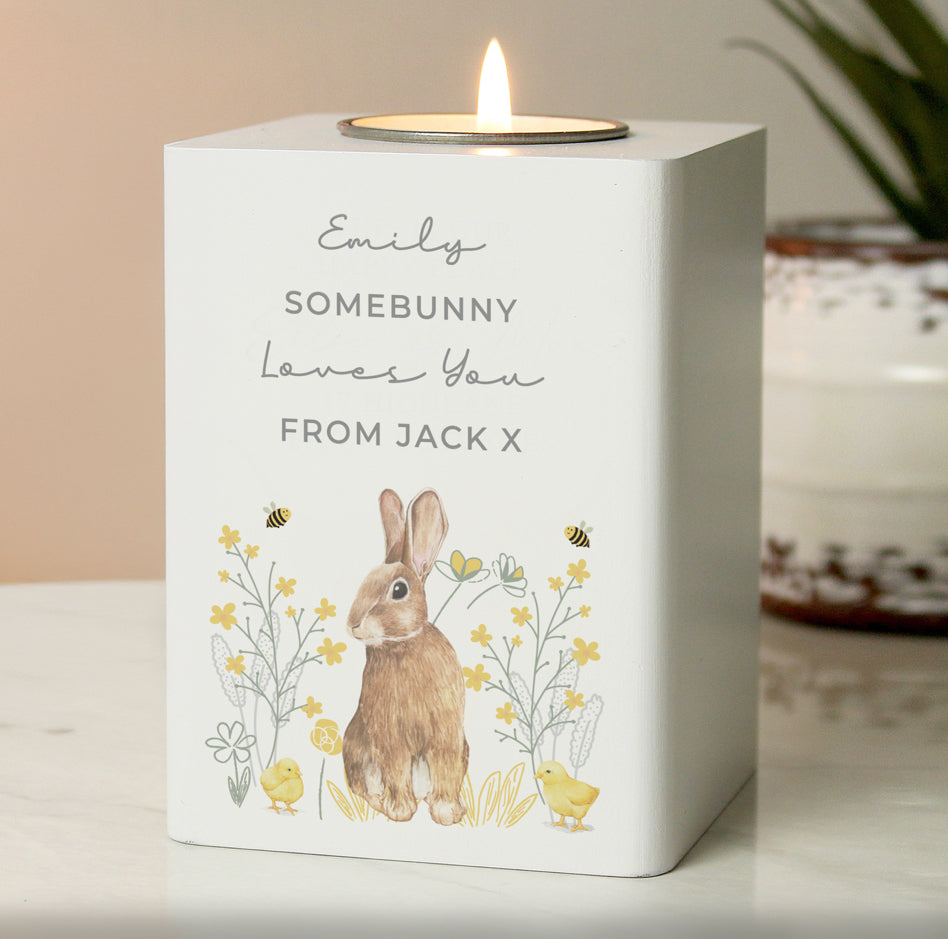 Personalised Spring Bunny Tealight Holder