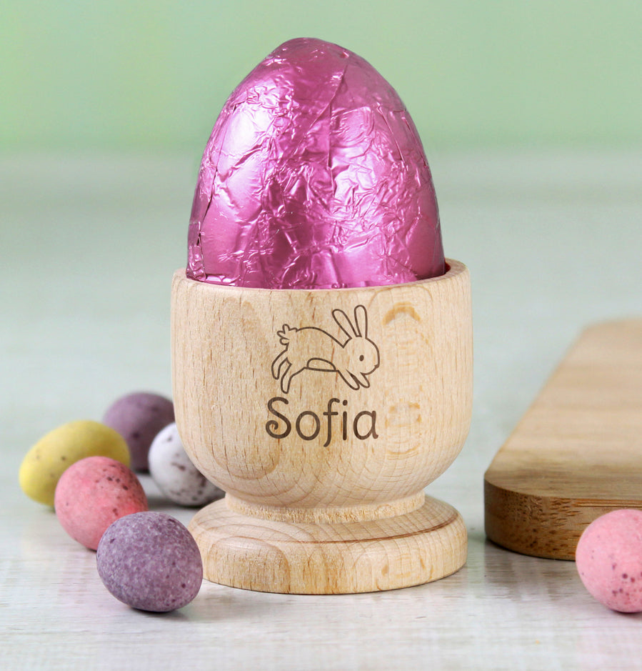 Personalised Bunny Wooden Egg Cup