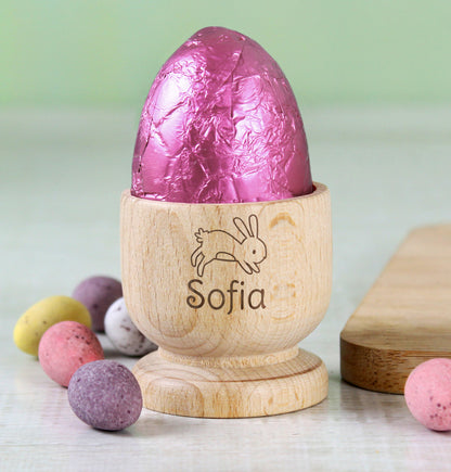 Personalised Bunny Wooden Egg Cup
