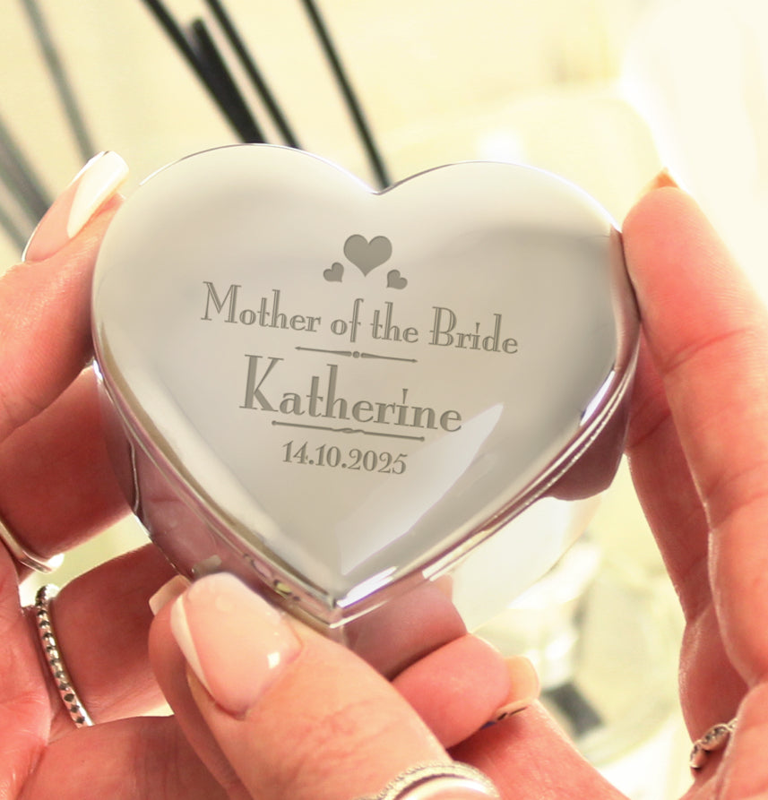 Personalised Decorative Wedding Mother of the Bride Heart Trinket Box