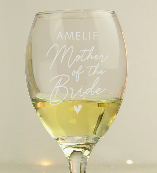 Personalised Mother of the Bride Wine Glass