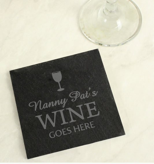 Personalised Wine Goes Here... Single Slate Coaster