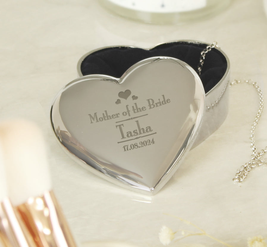 Personalised Decorative Wedding Mother of the Bride Heart Trinket Box