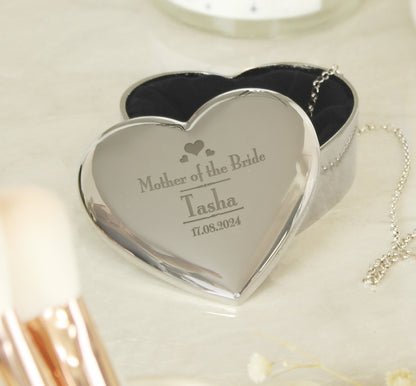 Personalised Decorative Wedding Mother of the Bride Heart Trinket Box