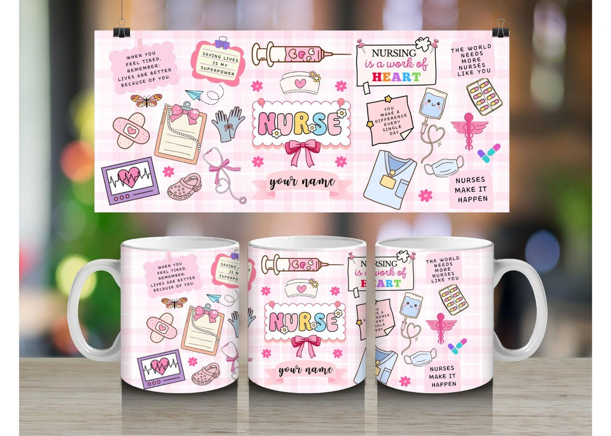 Pink Personalised Nurse Mug